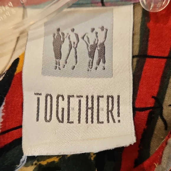 VINTAGE  90S TOGETHER MULTI COLOR BUTTON DOWN  MAXI DRESS - Picture 8 of 9